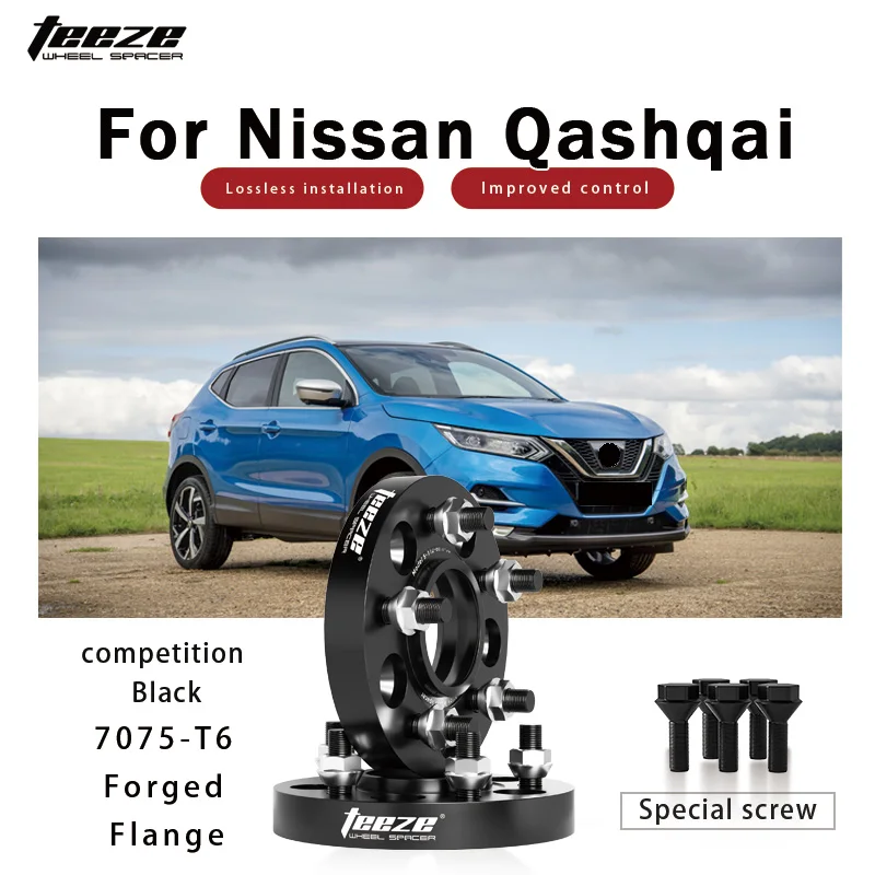 

Teeze 2/4pcs 5x114.3 66.1mm 12x1.25/12x1.5 Hub Centric Black Forged wheel spacer For Nissan Qashqai Flange Plate15/20/25/30/35mm