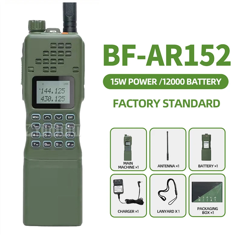 

AR-152 15W Walkie Talkie Powerful CB Two way Radio 12000mAh Battery Tactial Long Range AN PRC-152 Dual Band Transceiver