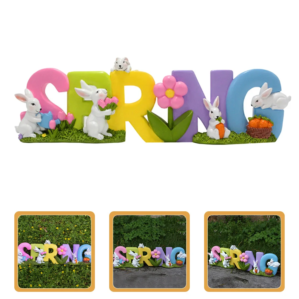 

Rabbit Table Resin Sign Waterproof Resin Craft Decor Lifelike Rabbit Spring Table Decoration Decor