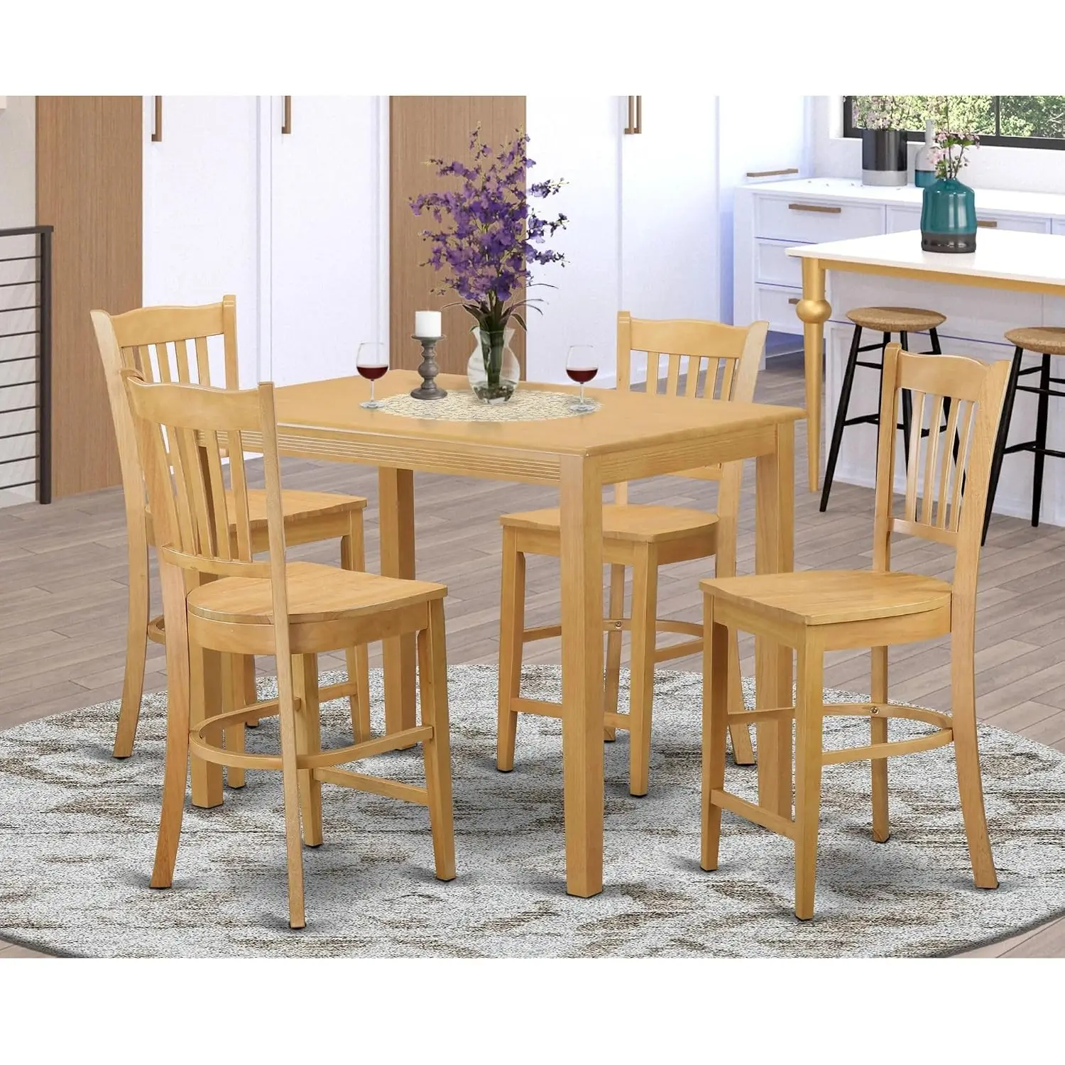 5 Piece Kitchen Counter Height Dining Table Set Includes a Rectangle Dining Room Table and 4 Wooden, Customized