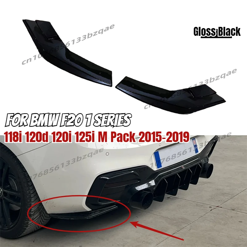 Séparateurs latéraux de pare-chocs arrière noir brillant, pour Bmw F20 série 1 118i 120d 120i 125i M Pack 2015 – 2019, garniture d'échappement de diffuseur latéral LCI