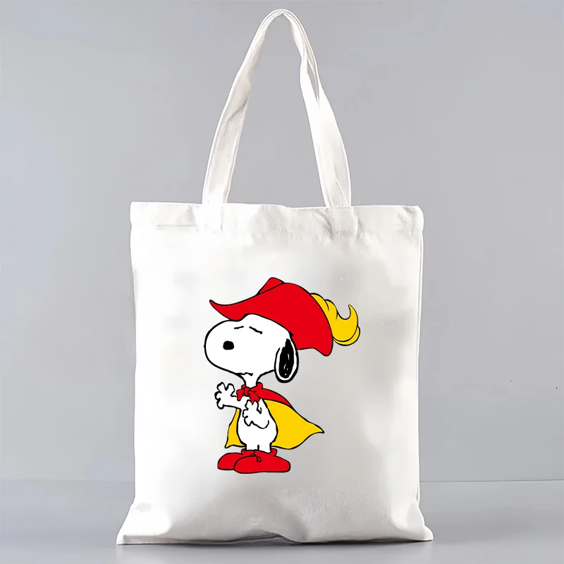 

Cartoon Snoopy Anime Printed Books Canvas ECO Tote Bag Students Kawaii Portable Reusable Stationery Storage Handbag Gifts