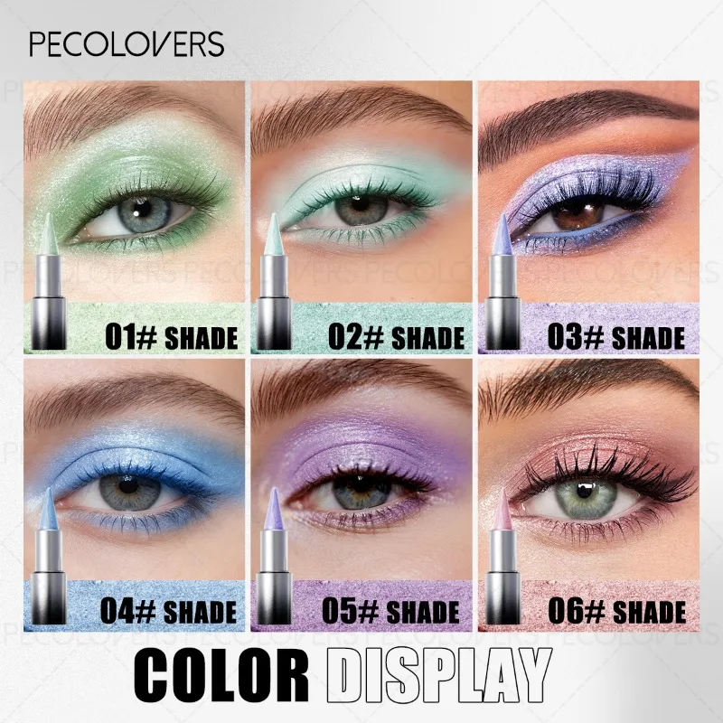 12 Pcs/set Highlight Shimmer Eyeshadow Pen, Peach Pink Violet Baby Blue Mint Green, High Pigmented Smudge-proof Long-lasting