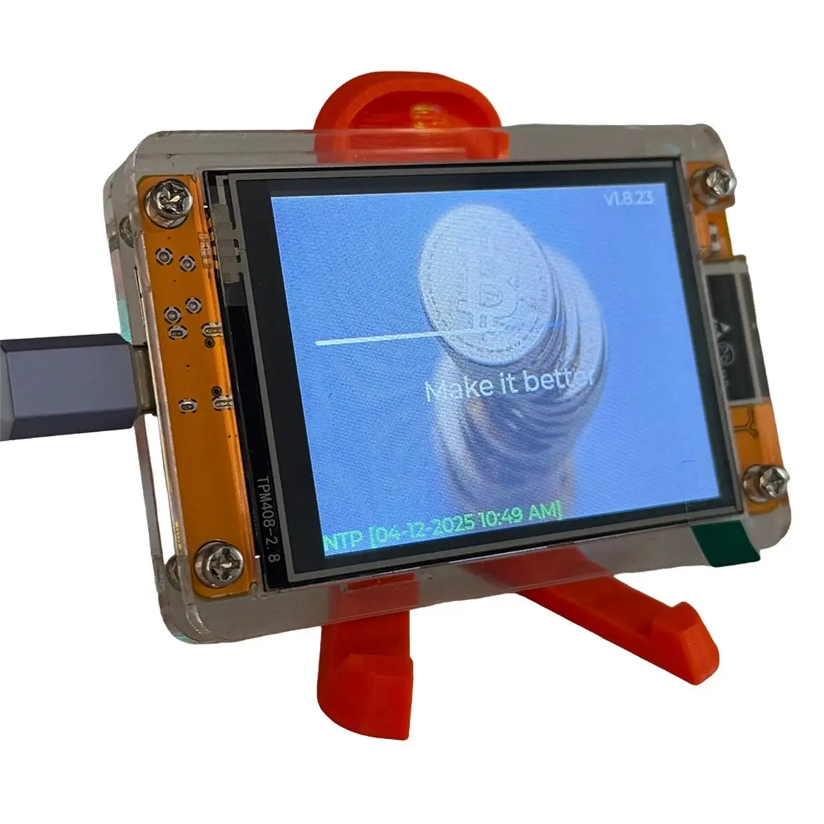 Happy New-  1000KH/S +Stand Upgraded Harshrate 2.8 Inch Smart Display Bitcoin Crypto Solo Miner for Home