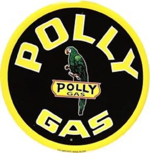 POLLY GAS ROUND METAL SIGN