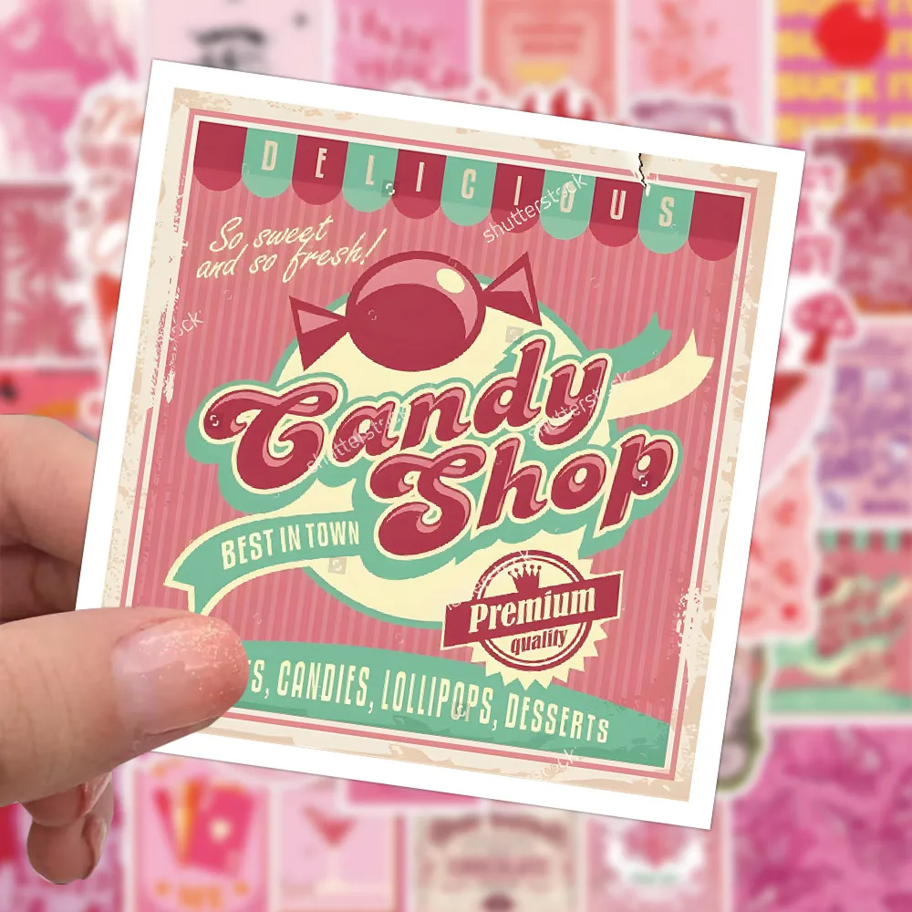 63PCS 핑크 빈티지 스티커 - 노트북, 휴대폰 및 DIY 프로젝트를 위한 복고풍 단맛 장식 AnimeWorlds Store