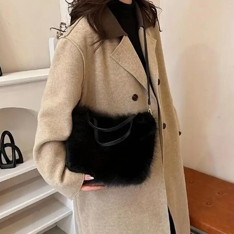 Mode Winter Enkele Schoudertas Minimalistische Pluche Onderarmtas Crossbody Tote Bags Enkele Schoudertas met hoge capaciteit Meisje Cadeau