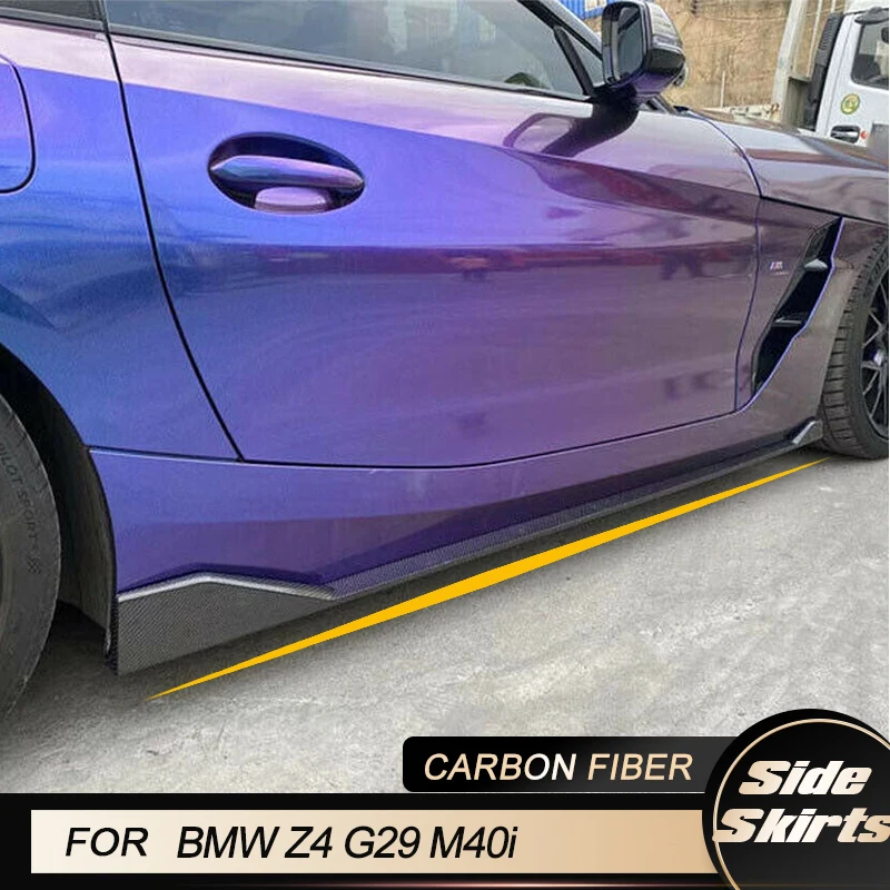 Car Side Skirts Extensions for BMW Z4 G29 M-Sport Convertible 2-Door 2019-2023 Side Door Bumper Apron Lip Body Kits Carbon Fiber