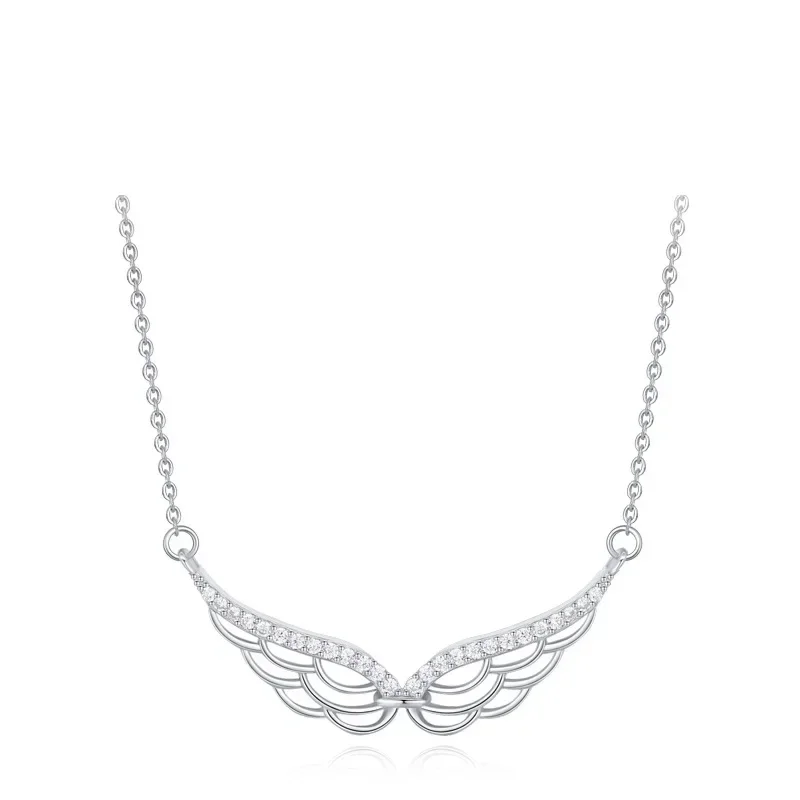 

925 Silver Luxury Building Air 2025 Angel Winged Pendant Necklace with Sweet Female Personality and Collar Chain Wedding Jewelry