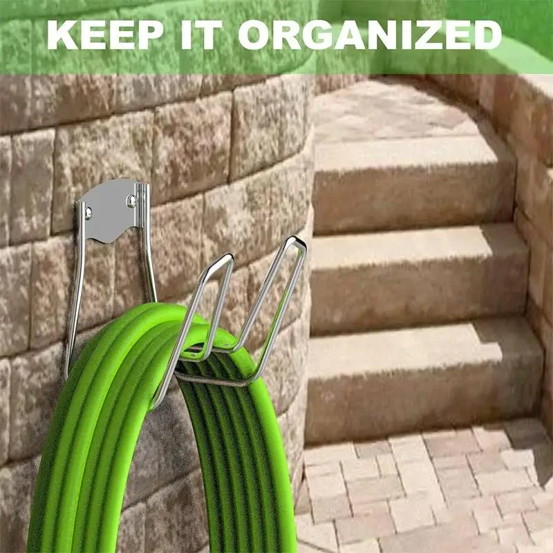 

Metal Garden Storage Hook - Rust-Proof Wall Mounted Organizer for Water Hoses & Tubes