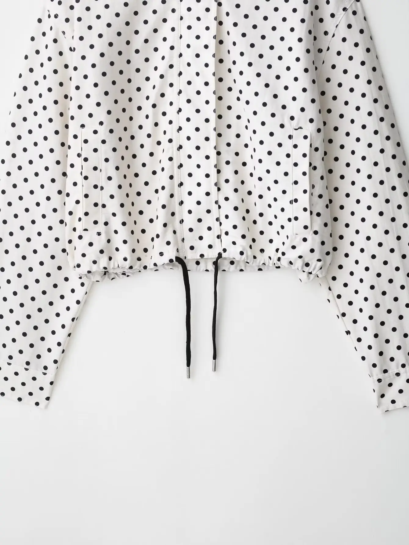 HH Damen Mode Polka Dot Mantel-Shorts-Set Rollkragen Langarm Reißverschluss-Jacke Schlanke Shorts Elegante Damen High-Street-Outfits – Detail 8
