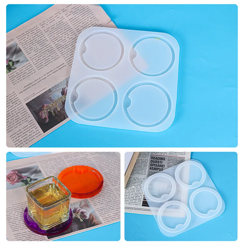 Moule créatif en Silicone pour miroir, rond en époxy, pour moulage de dessous de verre, Articles de décoration de table pour la maison