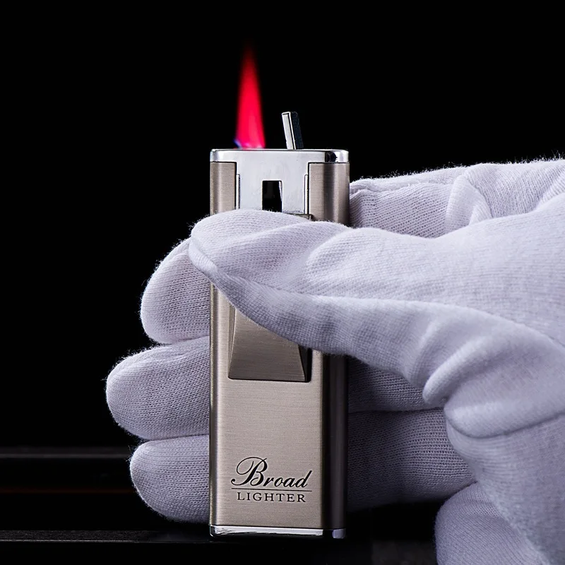 

Broad Windproof Cigar Cigarette Lighter Jet Torch Gas Flames Unusual Lighters Smoking Accessory Butane Gadgets for Men Gifts