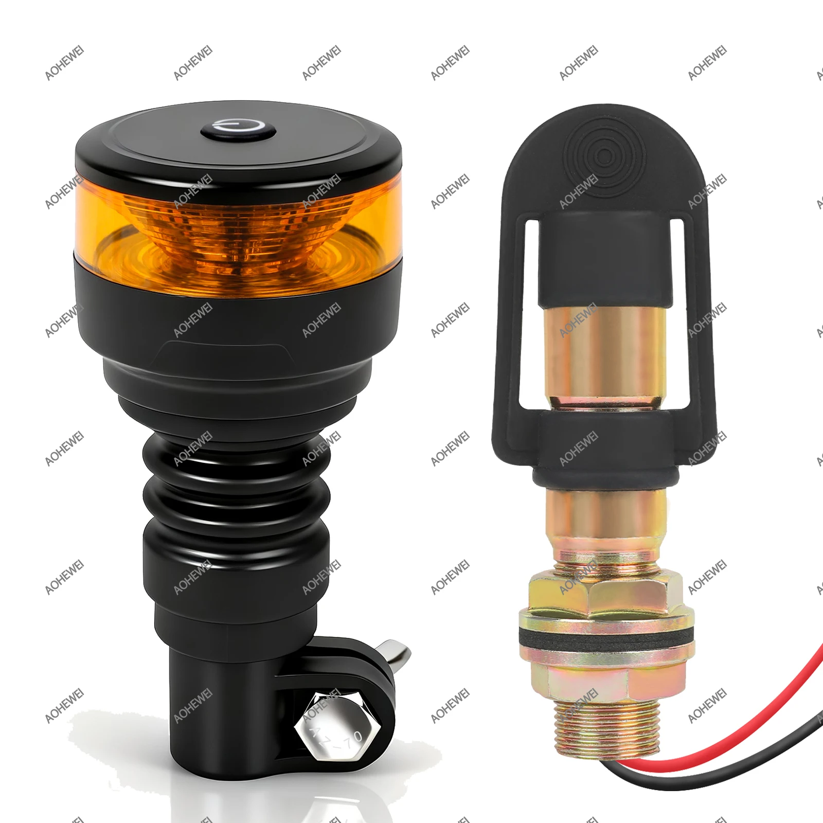 AOHEWEI Rotating LED Beacon 12 /24V Flash Beacon Flexible DIN Pole 18 LED 7 Lighting Modes Waterproof Dustproof for Truck