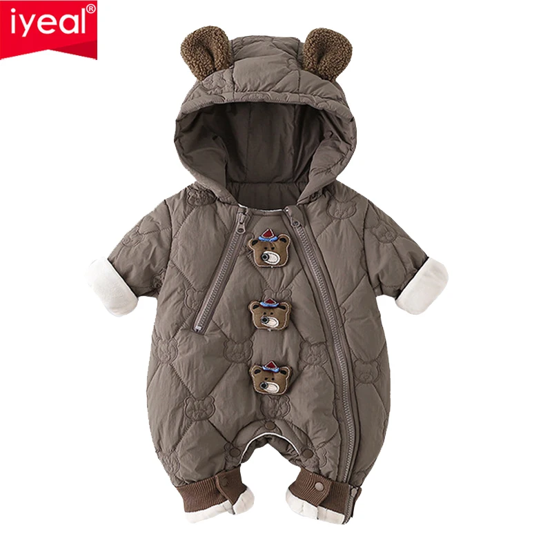 IYEAL الخريف الشتاء الرضع جمبسوت من القطن مقنعين ملابس الطفل طفل الفتيان الملابس الدافئة طفل الفتيان الفتيات رومبير 0-24 متر