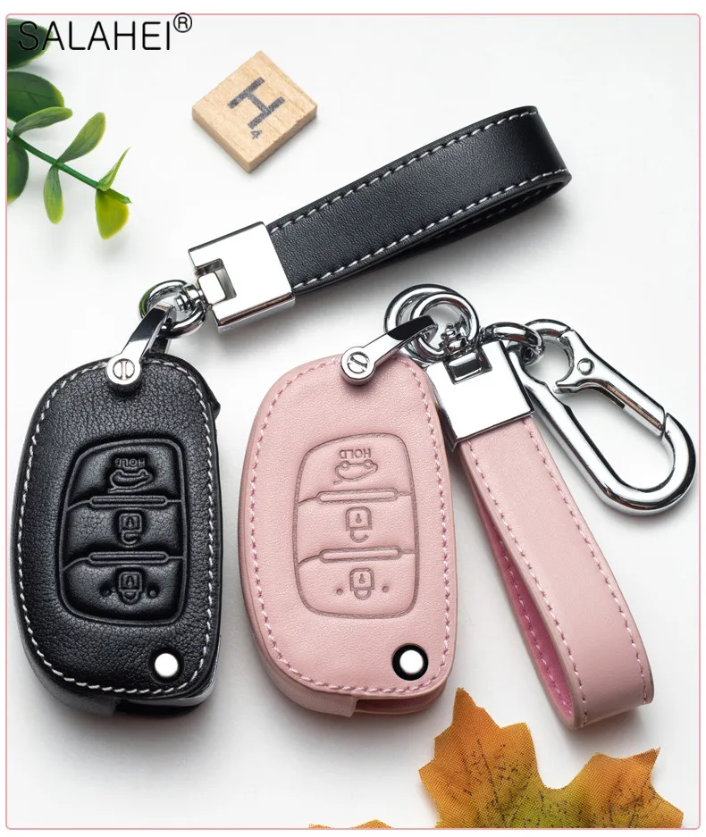 

Leather Car Key Case Bag For Hyundai ix25 ix35 i10 i30 Solaris Tucson Sonata Santa Fe Sport Mistra Elantra Creta Verna 2015-2018