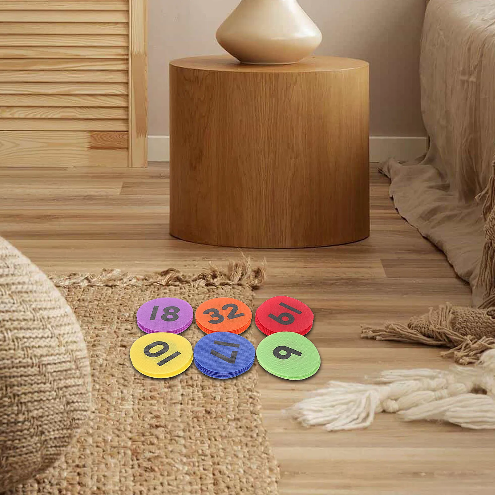 

Colored Round Hook Loop Floor Tags Creative Carpet Stickers for Kids Classroom Activity Positioning Spot Game Marker