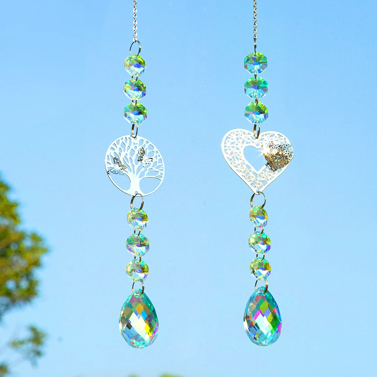 1PcCrystal Suncatcher Butterfly Angel Tree of Life Prism Ball Pendant Home Window Gardening Light Catcher Room Decoration Crafts