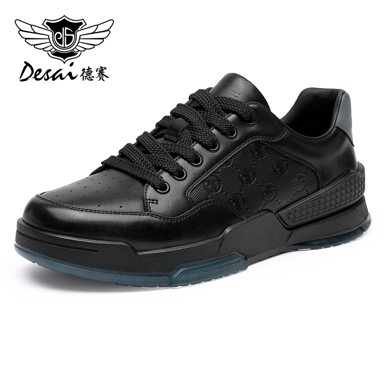 DESAI Full Grain Leather Men Shoes Soft Bottom Casual Sneaker For Men Business Worker Breath New Designer Fashion