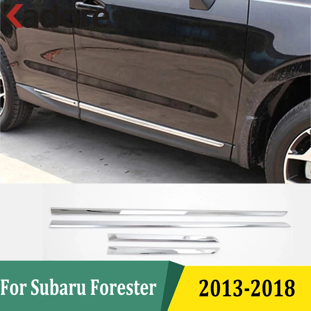 For Subaru Forester 2013-2018 ABS Chrome Side Door Body Molding Line Cover Trim Protector Decoration Exterior Accessories 4pcs