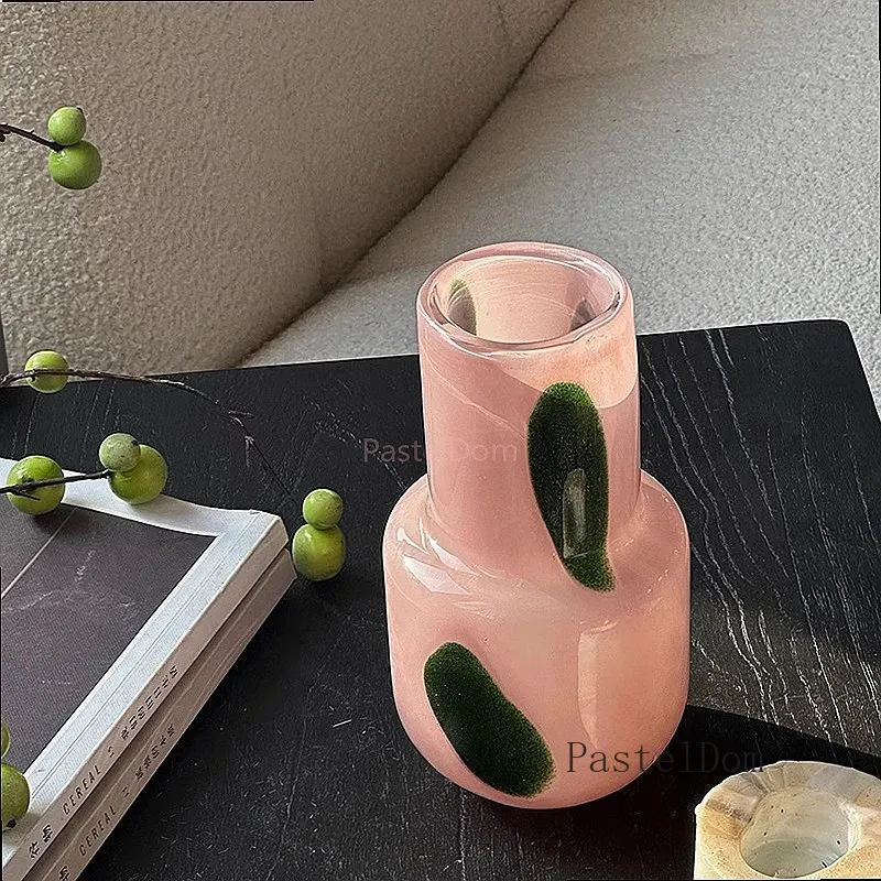French Vintage Fenton‑Style Jade Glass Vase, Luxury Hydroponic Flower Vessel for Living Room Decor, Housewarming Gift