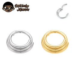 ASTM F136 Titanium Nose Piercing Segment Rings 3 Layer Nose Septum Ring Hoop 16G Ear Tragus Helix Clicker Earring Body Jewelry