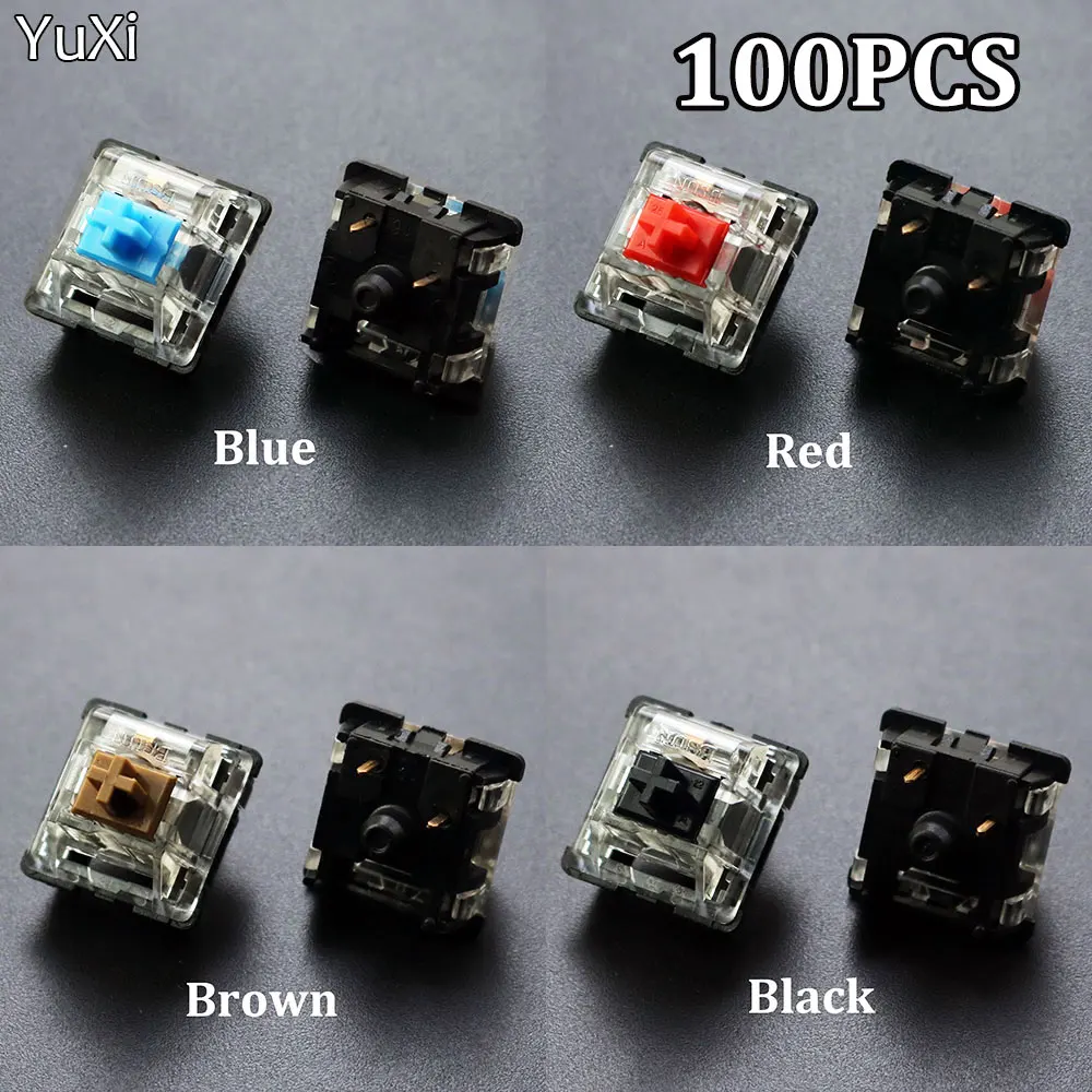 

100PCS Switches Mechanical Keyboard Black Blue Brown Red Key Switch For CIY Sockets SMD 2pin Thin pins Compatible with MX switch