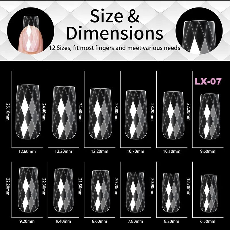 Luxus Diamant Mandel Drücken Sie Auf Falsche Nagel Tipps Klassische Trapez Volle Abdeckung Weiche Gefälschte Nägel Verlängerung DIY Maniküre Salon Werkzeuge – Detail 13