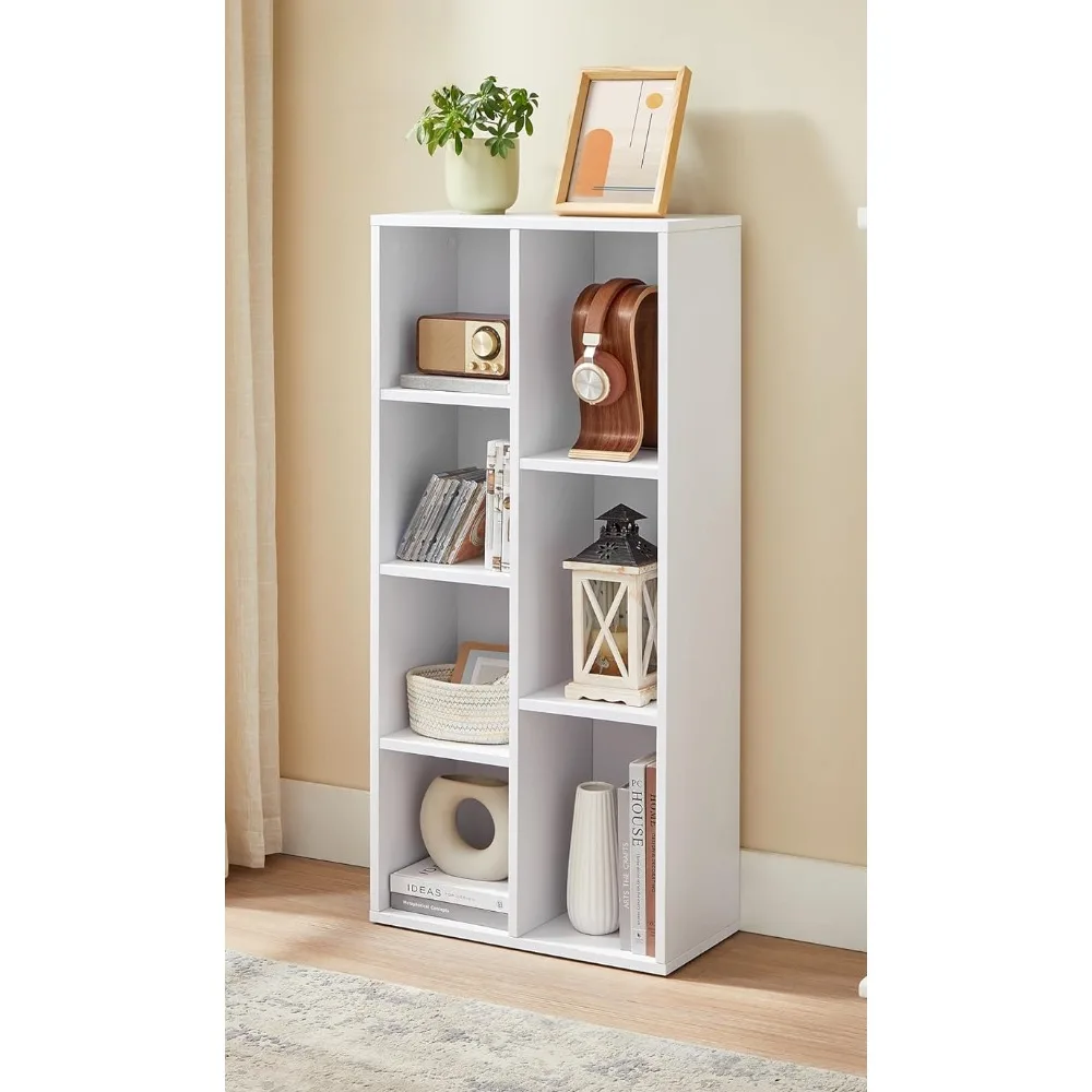 

Bookshelf with 7 Compartments, Freestanding Shelves and Cube Organizer, White, Bookcase