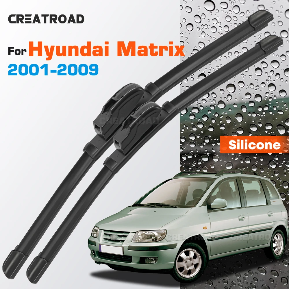 

Silicone Wiper Blades Fit For Hyundai Matrix 2001-2009 Coated Silent HD Wear-Resistant Car Windshield Wipers 22"+16"