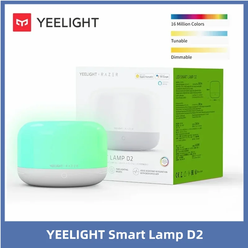 Yeelight LED Akıllı Lamba D2 Ortam Gece Lambası RGB WiFi Uygulama Kontrolü Kısılabilir Ses Kontrolü Homekit Google Home Mijia ile Çalışır