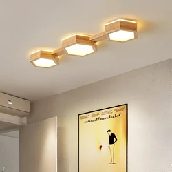 Modern LED Wood Ceiling Lamp for Living Room Dining Room Bedroom Aisle Ceiling Chandelier Indoor Decor Lighting Fixture Luster