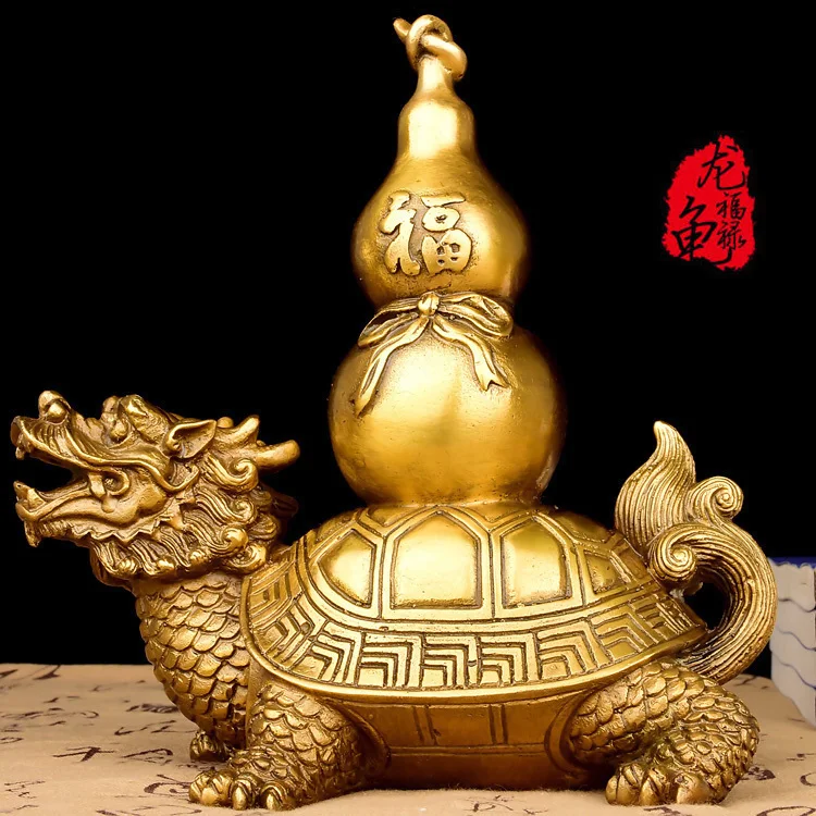 HOME store shop exorcise evil spirit Money Drawing thriving business Lucky ZHAO CAI dragon gourd FENG SHUI copper statue