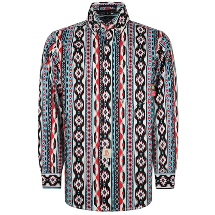 

BOCOMAL FR Shirts Printed Bohemia Button Down Flame Resistant NFPA2112 CAT2 Work Shirt