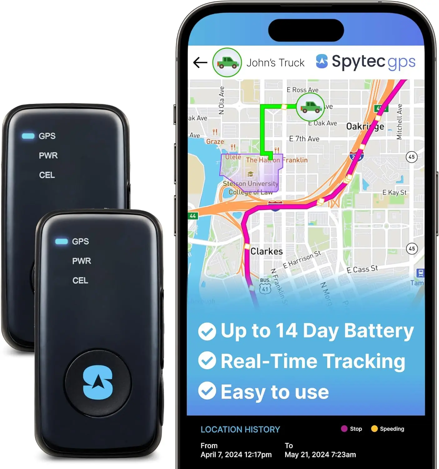 

2-Pack Mini GPS Tracker for Vehicles, Kids & Seniors | Real-Time Tracking, Geofencing, 14-Day Battery | Subscription Plan