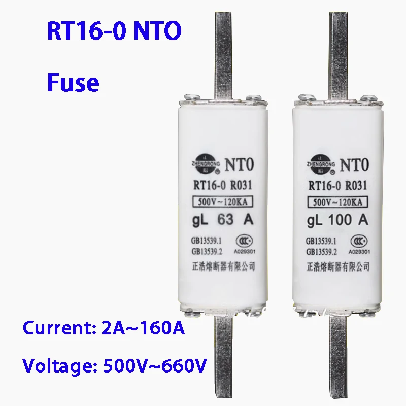 Factory direct sales NT0 NTO RT16-0 R031 Ceramic Fuse Core Fuse 32A 63A 100A 125A 160A 500V-120KA