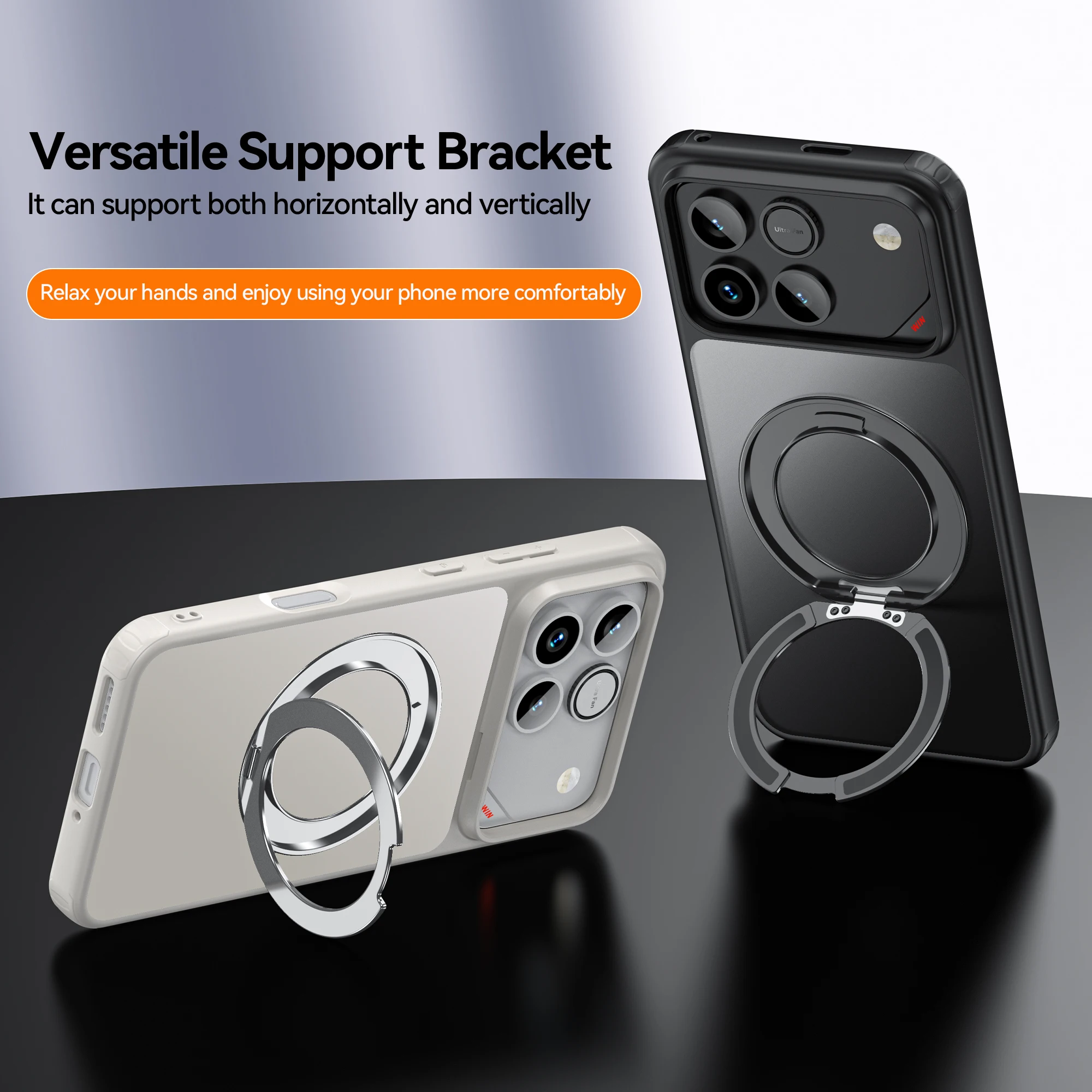 

For Honor Win Magnetic Case 360° Rotating Ring Stand for Magsafe Wireless Charging Matte Yellowing TPU Protective Cover Funda