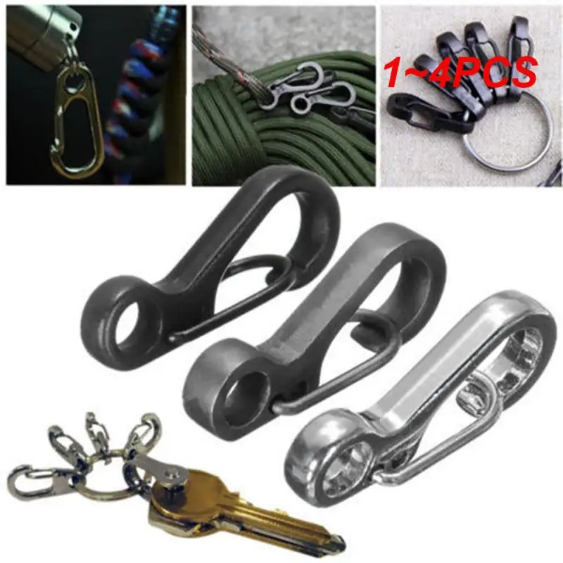 1~4PCS Stainless Steel Snap Hook Climbing Carbiner Hooks Professional Carabiners D Shape  Mini Spring Fastener Key Ring  EDC