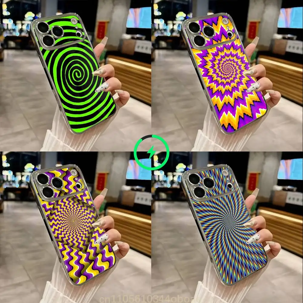 Moving Spiral Art For iPhone 17,16,15,14,13,12,11,Pro,Max,Plus,Mini,SE4,E Black Phone Case Magnetic Wireless Charging
