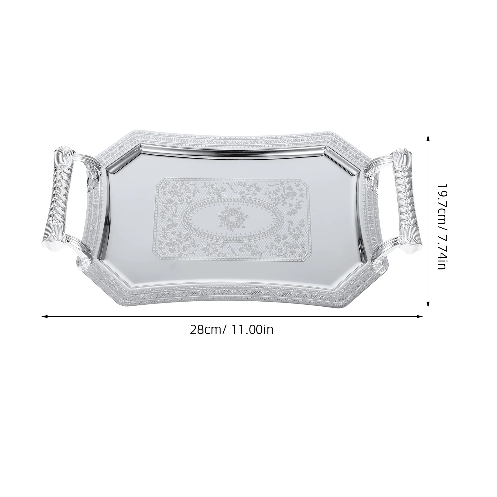 Rectangular Stainless Steel Serving Tray Metal Fruit Snack Tea Dish Elegant Large Capacity Stainless Steel Serving Tray