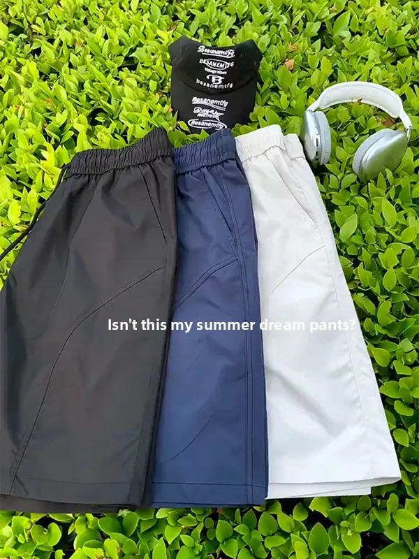 

American Sle Ice Silk Sports orts Men's Summer Thin Qui Dry Casual Pants Outdoor Hiking Mountain Five-Quarter Length