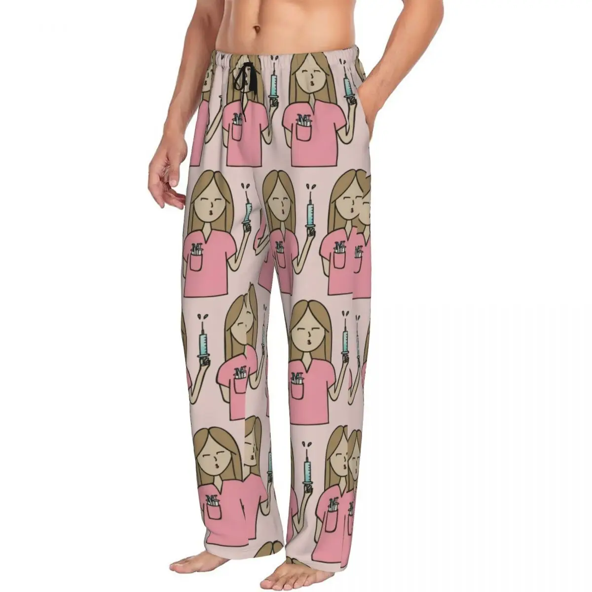 Custom Print Enfermera En Apuros Doctor Nurse Medical Health Pajama Pants Men Sleep Sleepwear Bottoms with Pockets