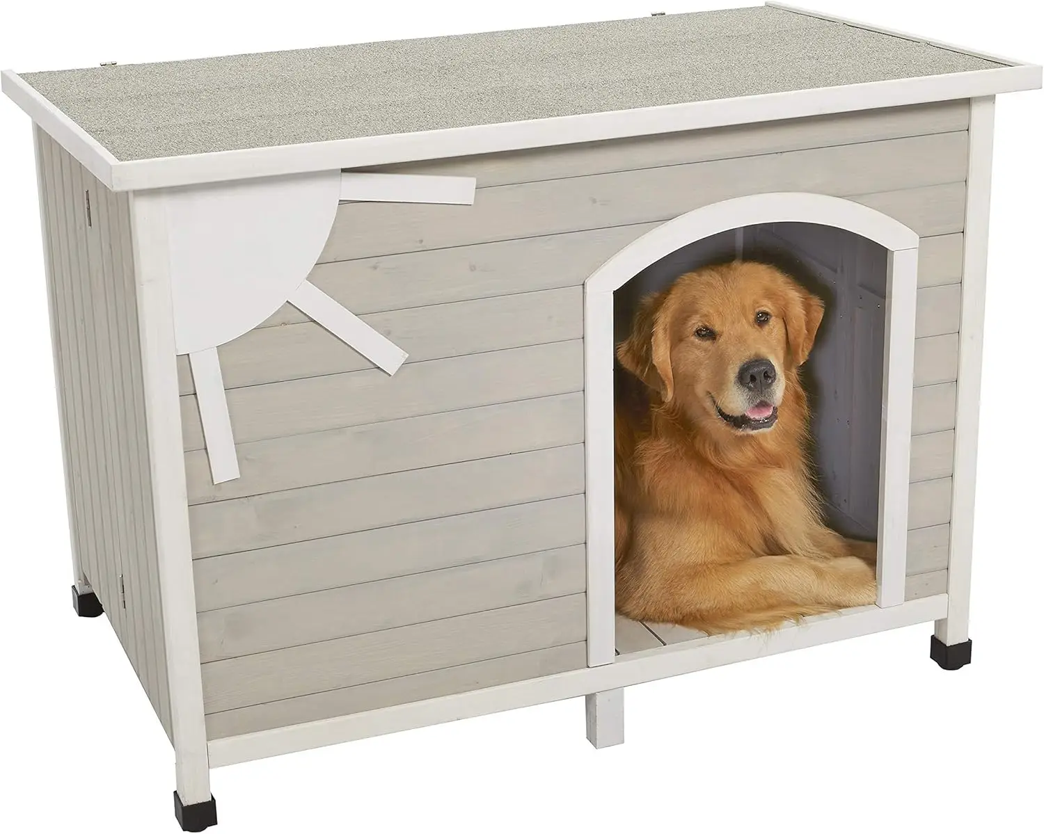 Midwest Homes for Pets Eilio Folding Outdoor Wood Dog House, No Tools Required for Assembly | Dog House Ideal for Large Dog