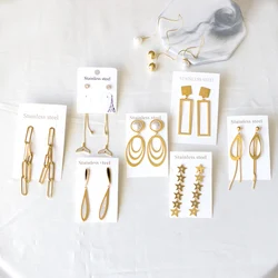 LUXUKISSKIDS Long Pendients Drop Earrings For Woman Dangle Belly Vintage Piercing Stainless Steel Fine Party Jewelry Accessories