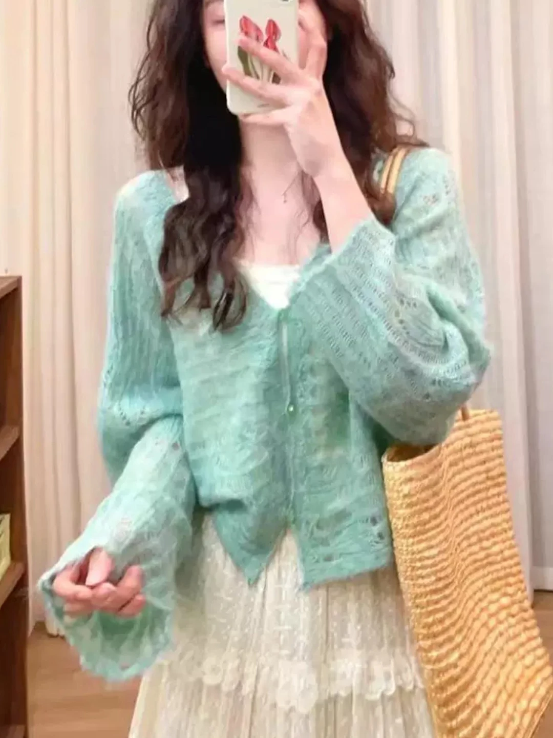 Korean Style Women's Knitted Cardigan Spring Autumn New Style College Wind Twist Sweater Button Open Shirt Soft Polyester Fiber