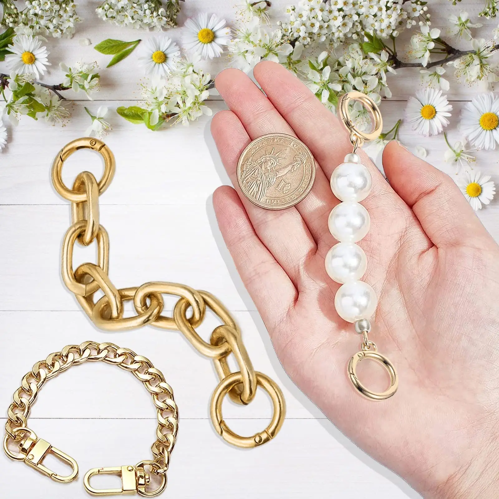 

HOLIN золотой металлический изысканный сменный ремешок-цепочка женский кошелек 3 шт. разные стили сумка-удлинитель цепи DIY