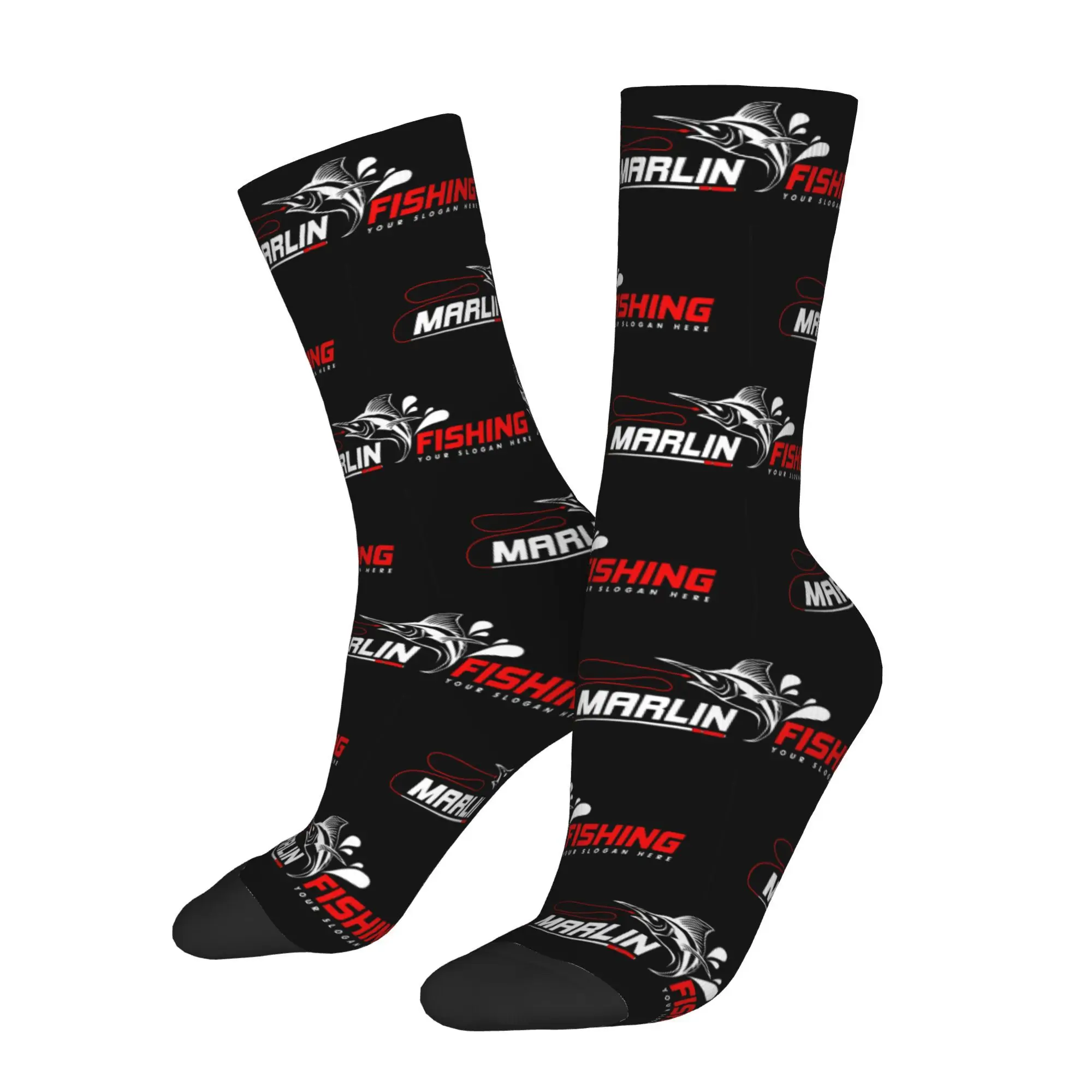 

Funny Happy Men's Socks Fishing Pattern Vintage Harajuku Hip Hop Seamless Crew Sock Gift Pattern Printed