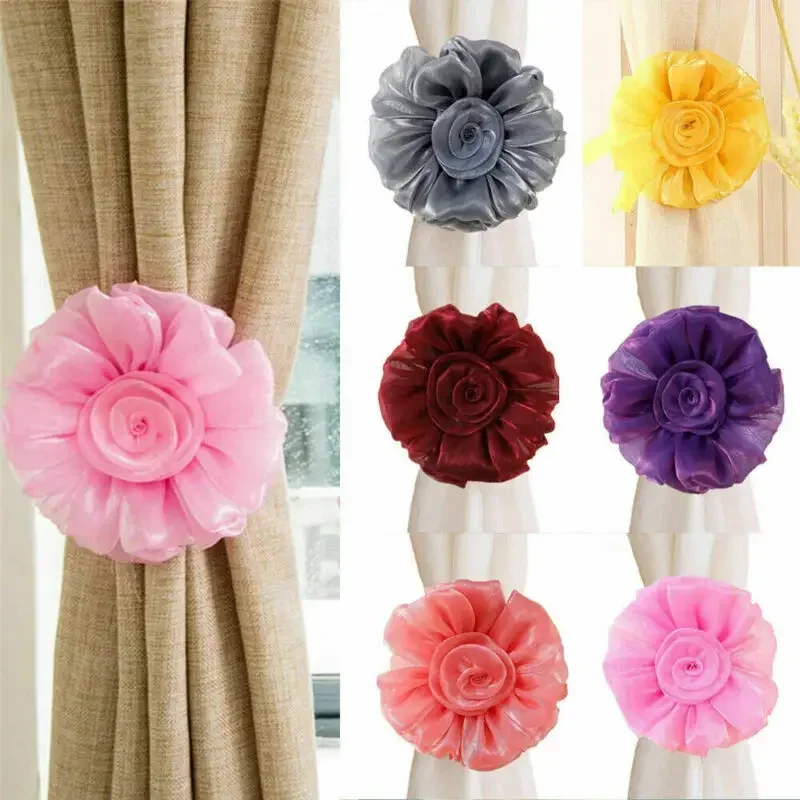 Modern Room Buckle Holder Magnetic Curtain Tieback Flower Strap Window Flower Curtain Tieback Clip-on Rose Tie Holder Decor Gift