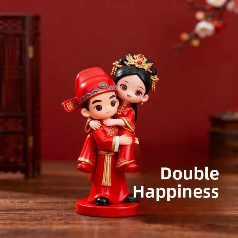 New Couple Dolls Figurines Wedding Gifts Tabletop Decorations New Home Bedroom Decoration Resin Craft Chinese Style Artwork