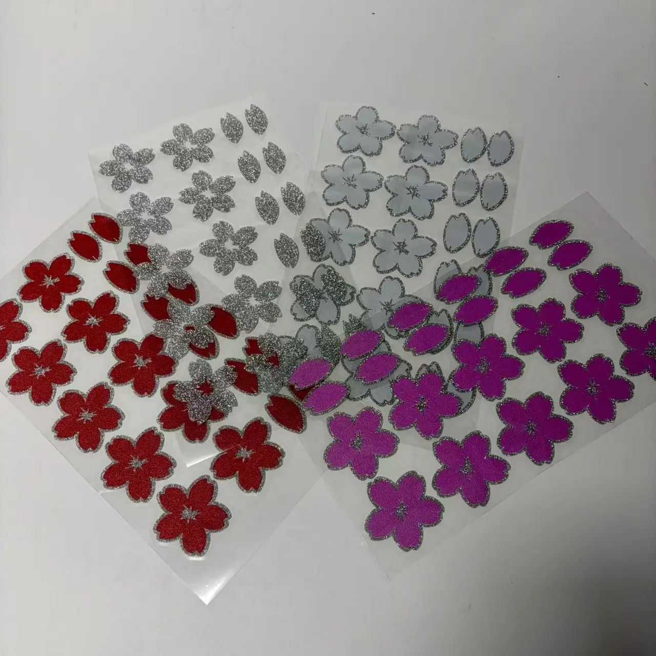 JDM Sakura Helmet Sticker Set Matte Glitter Edge Japanese Floral Vinyl Decal Waterproof Sunproof Bike Motorcycle Scratch Decor